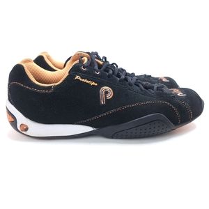 Piloti Mens Prototipo Driving Shoes Black Leather Suede Orange Size 8.5